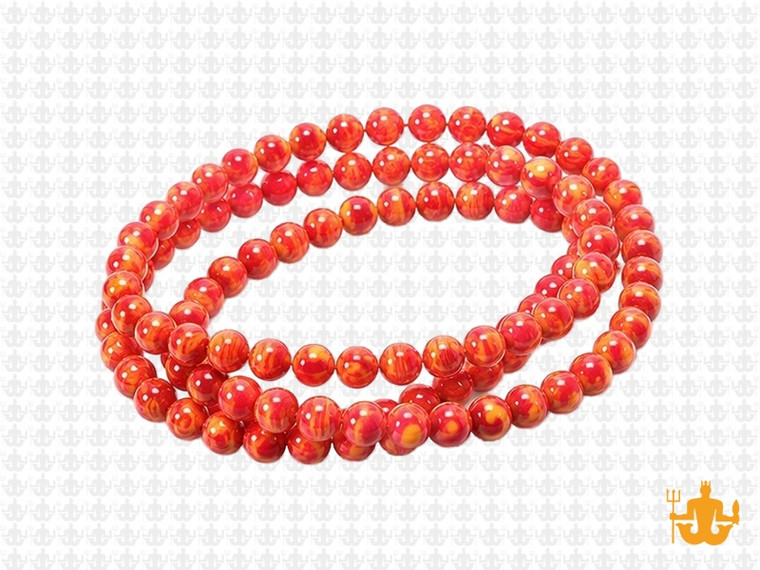 4mm Orange Lace Malachite Round Beads 15.5" synthetic [4r49h]