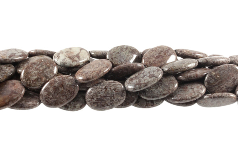 18x25mm Brown Agate Puff Oval Beads 15.5" natural [s190]