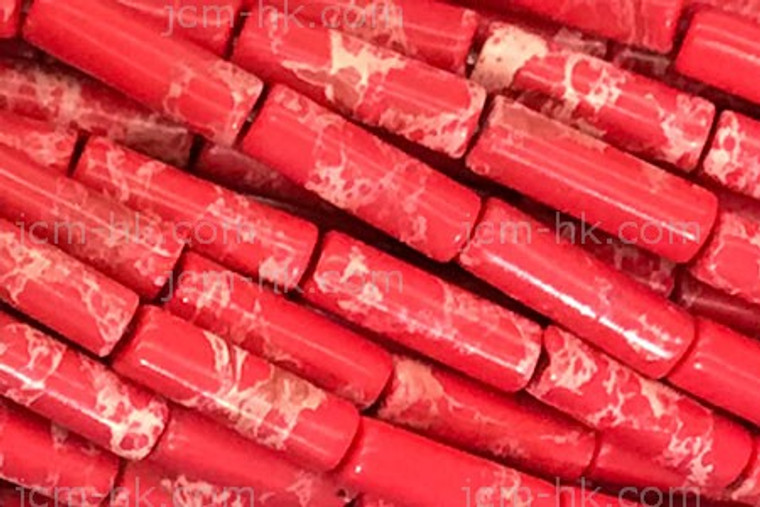 4x13mm Red Sea Sediment Tube Beads 15.5" dyed [h1r55r]