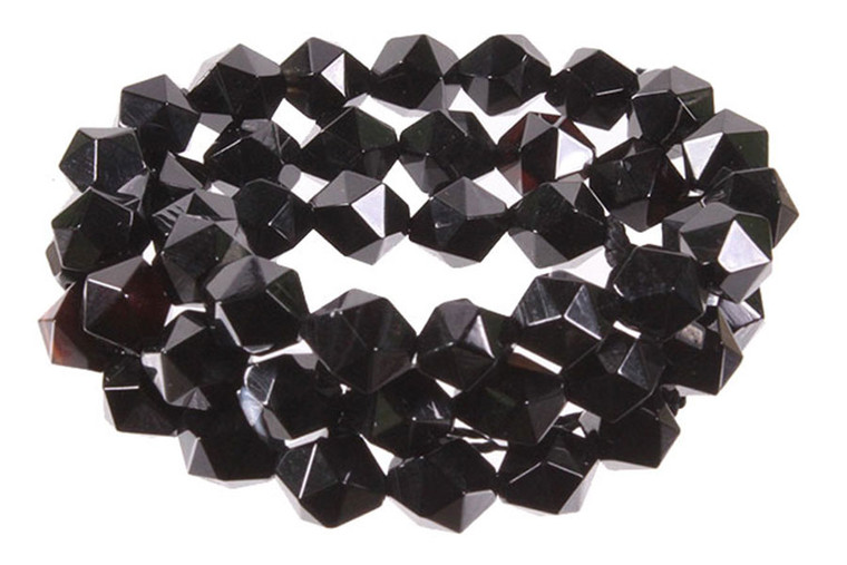 8mm Black Agate Hexagon Faceted Beads 15.5" natural [h23k]