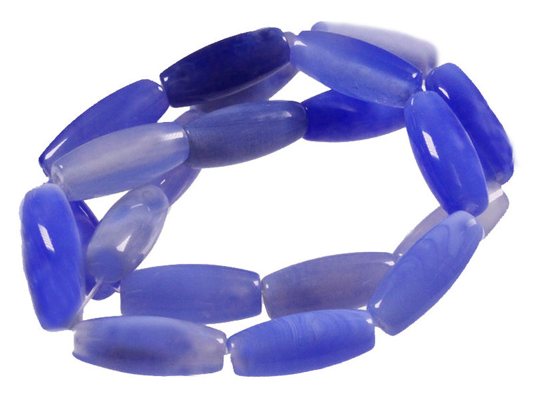 8x20mm Blue Agate Pipe Beads 15.5" dyed [h28b]