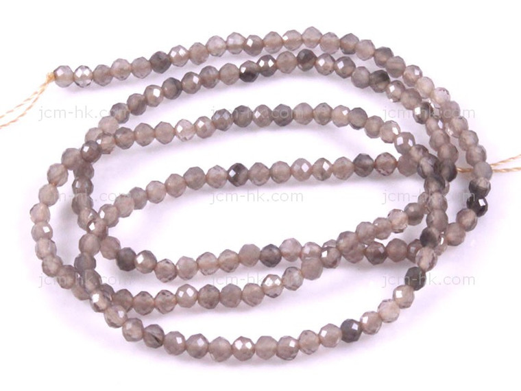 3mm Gray Agate Faceted Round Beads 15.5" natural [h5r64-3]