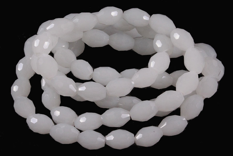 8x12mm Snow Quartz Faceted Rice Beads 15.5" [sc8b40]