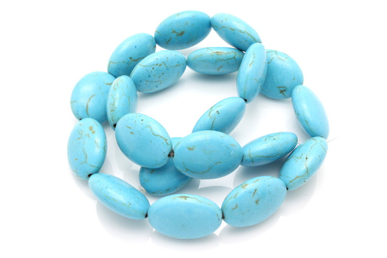 15x20mm Blue Turquoise Oval Beads 15.5" stabilized [ts145]