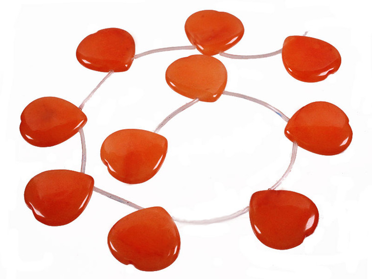 30mm Apricot Jade Heart Beads 15.5" 10pcs. [wa234]