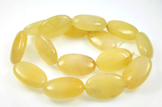 15x25x8mm Golden Jade Oval Beads 7" [w205]