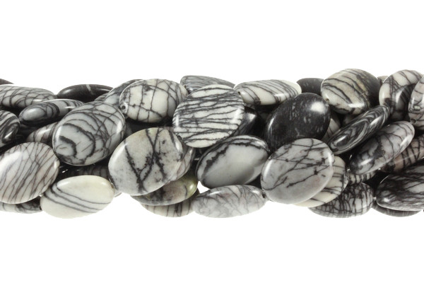 15x20mm Zebra Agate Oval Beads 7" natural [s7c43a-15]