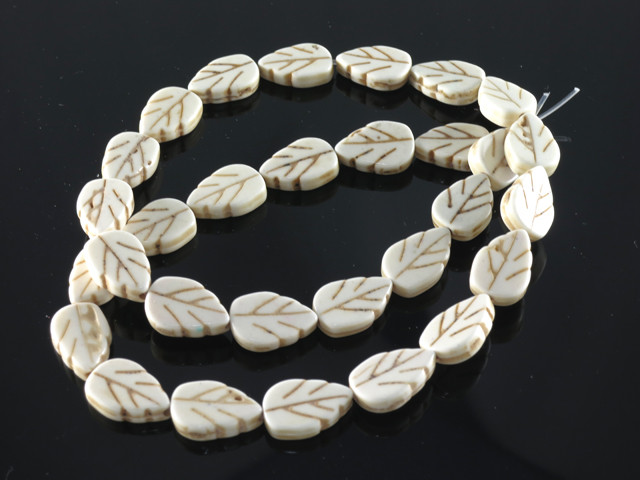 8x12mm White Magnesite Leaf Beads 15.5" [t372w]