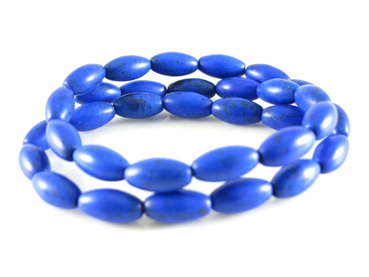 6x12mm Lapis Magnesite Rice Beads 15.5" [t522l]