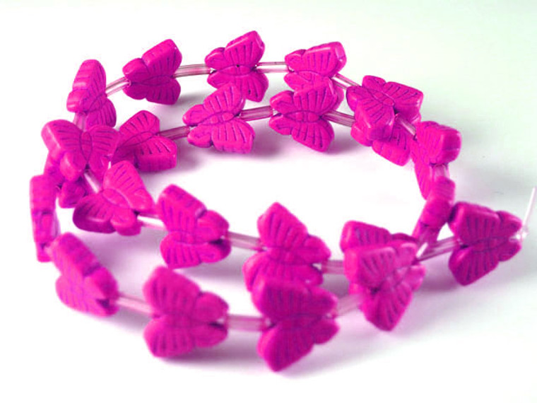 20x24mm Pink Magnesite Butterfly Beads 15.5" 15 Beads [t358f]