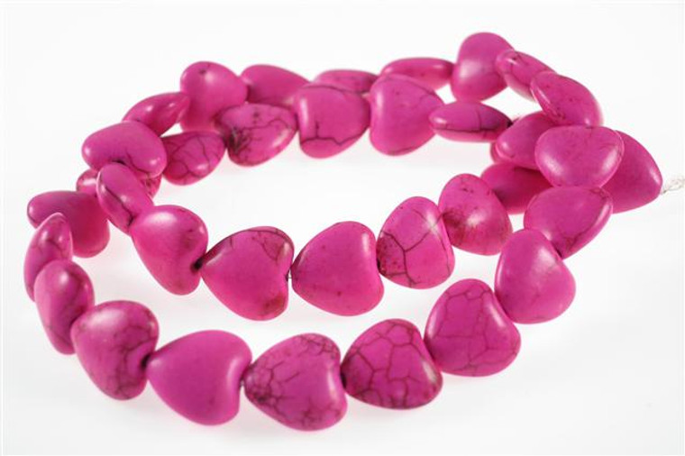 18mm Pink Magnesite Heart Beads 15.5" [t441f]