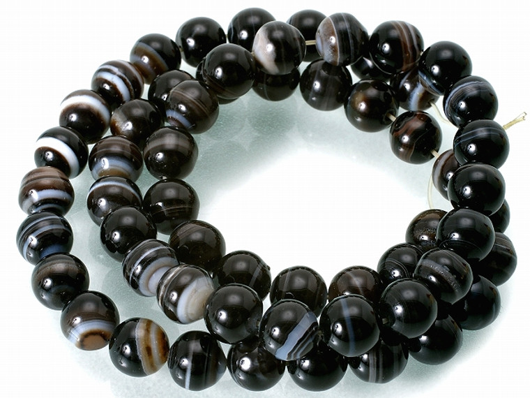 6mm Black Banded Agate Round Beads 15.5" natural [6f26]