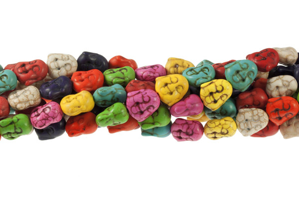 15mm Mix Magnesite Happy Face Beads 15.5" [t483x]
