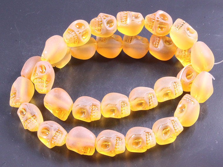 12mm Matte Topaz Skull Beads 15.5" synthetic [u91a7m]