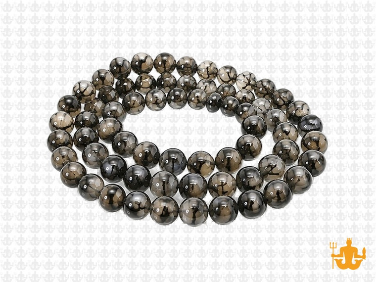 6mm Black Fire Agate Round Beads 15.5" natural [6f17]