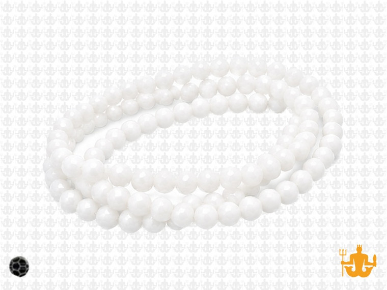 4x3mm White Opal Quartz Faceted Rondelle Beads 15.5" synthetic [uc1b1]