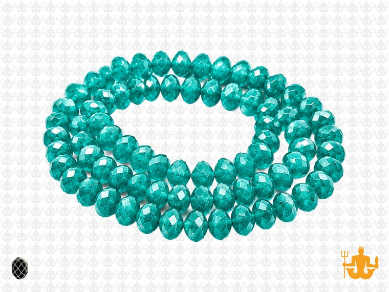 6x4mm Blue Zircon Glass Faceted Rondelle about 15.5" [uc2a27]