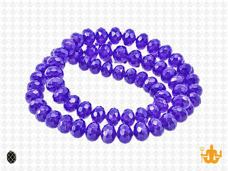 8x6mm Sapphire Glass Faceted Rondelle About 72 Bead 15.5" [uc3a14]