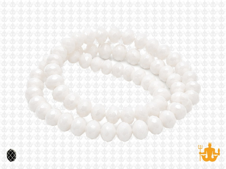 8x6mm White Opal Quartz Faceted Rondelle Beads 15.5" synthetic [uc3b1]