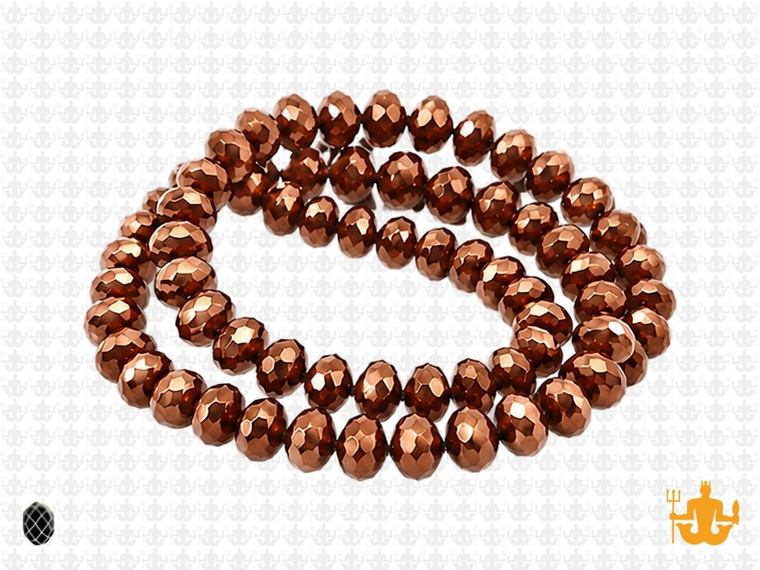 8x6mm Metallic Gold Glass Faceted Rondelle About 72 Bead 15.5" [uc3b18]