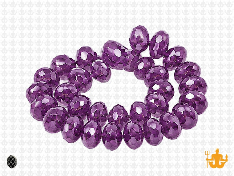 10x8mm Amethyst Glass Faceted Rondelle About 36 Bead [uc4a20]