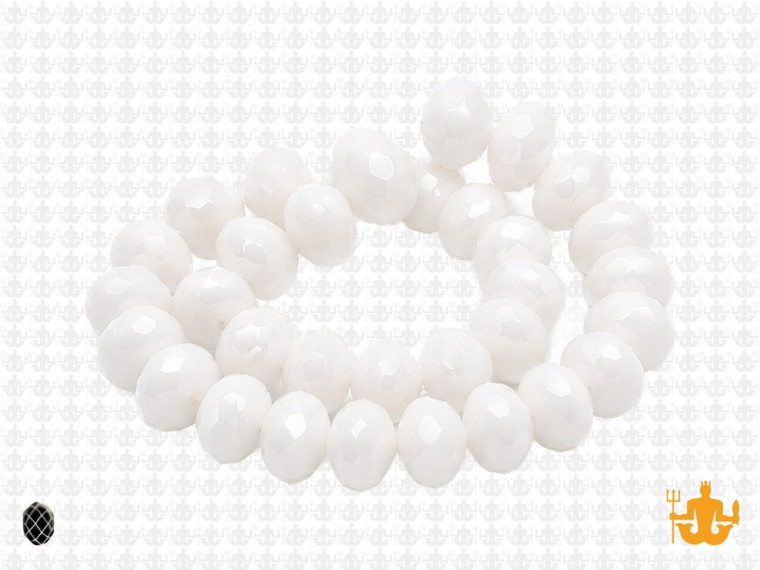 10x8mm White Opal Quartz Faceted Rondelle Beads 15.5" synthetic [uc4b1]