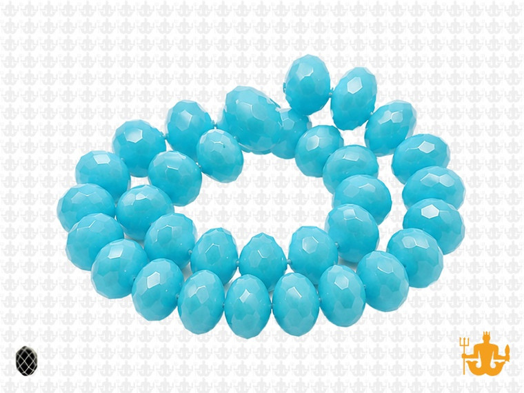 10x8mm Aqua Opal Quartz Faceted Rondelle Beads 15.5" synthetic [uc4b6]