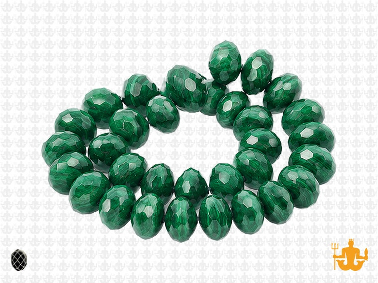 10x8mm Metallic Green Glass Faceted Rondelle About 35 Bead [uc4b20]