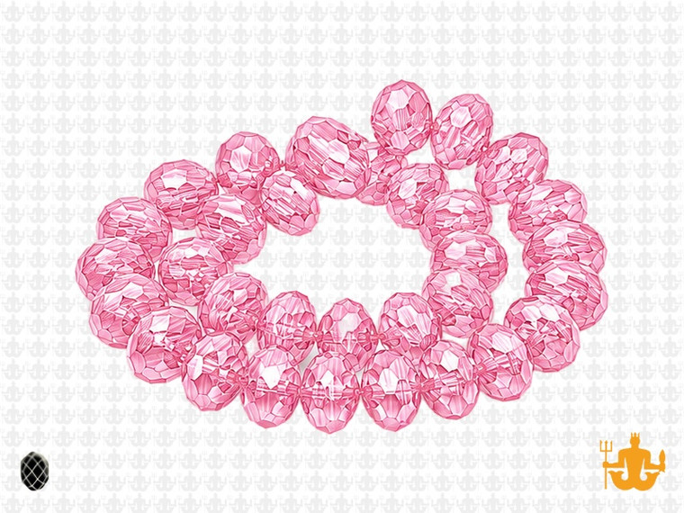 12x8mm Pink Glass Faceted Rondelle About 36 Bead [uc5a5]