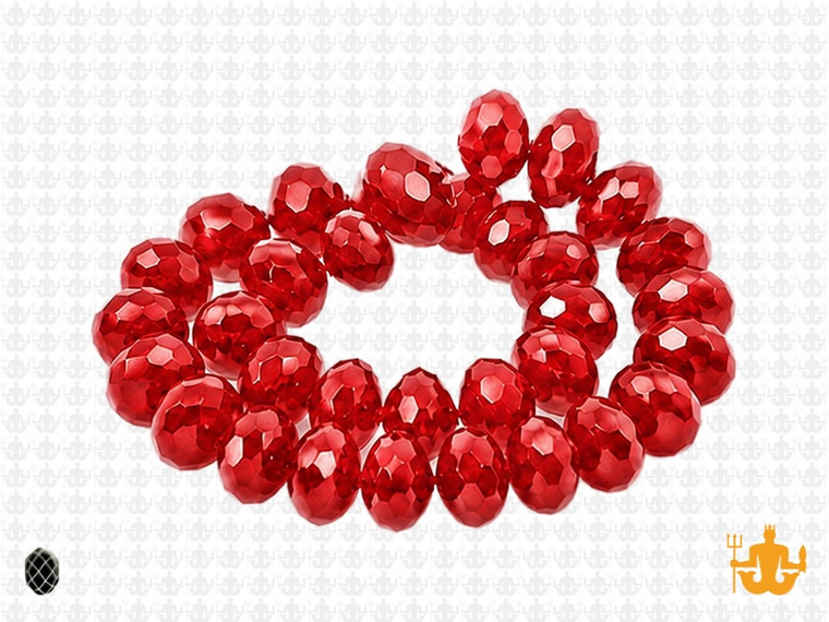 12x8mm Red Glass Faceted Rondelle About 36 Bead [uc5a6]