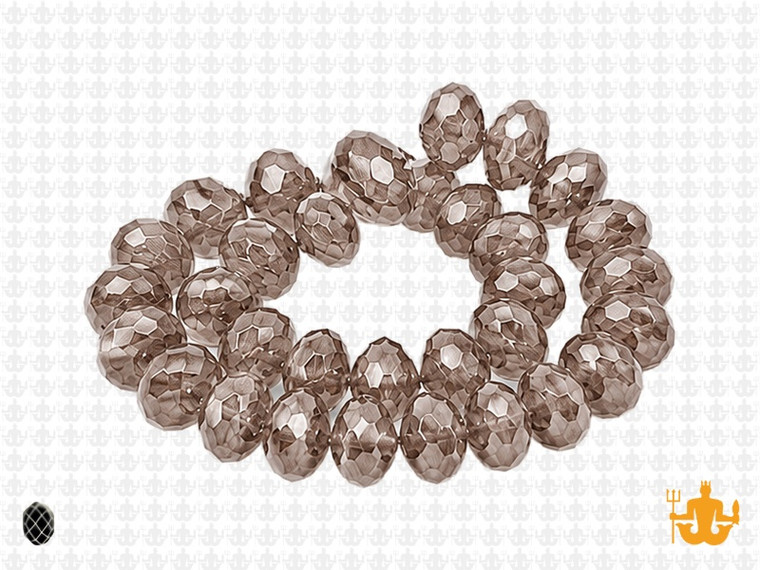 12x8mm Smoky Glass Faceted Rondelle About 36 Bead [uc5a24]