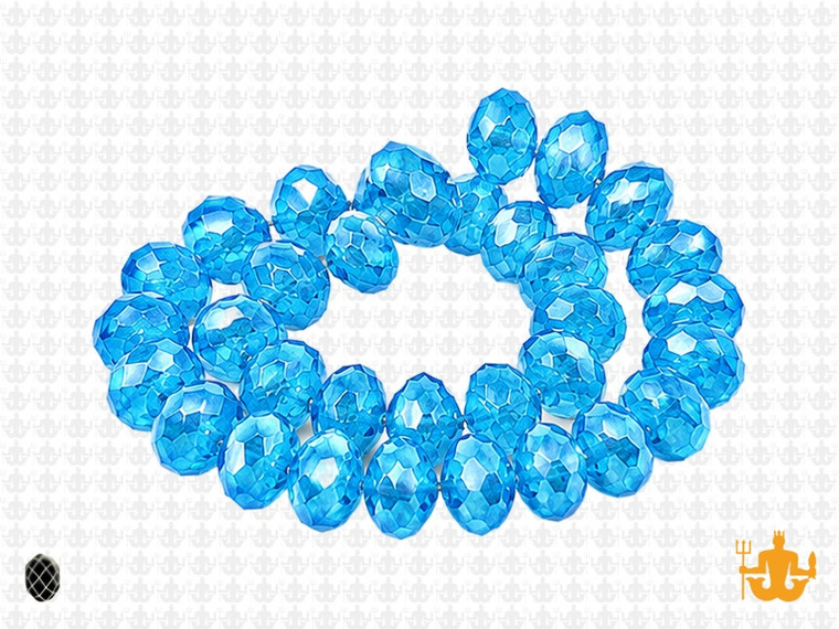 12x8mm Aquamarine Glass Faceted Rondelle About 36 Bead [uc5a26]