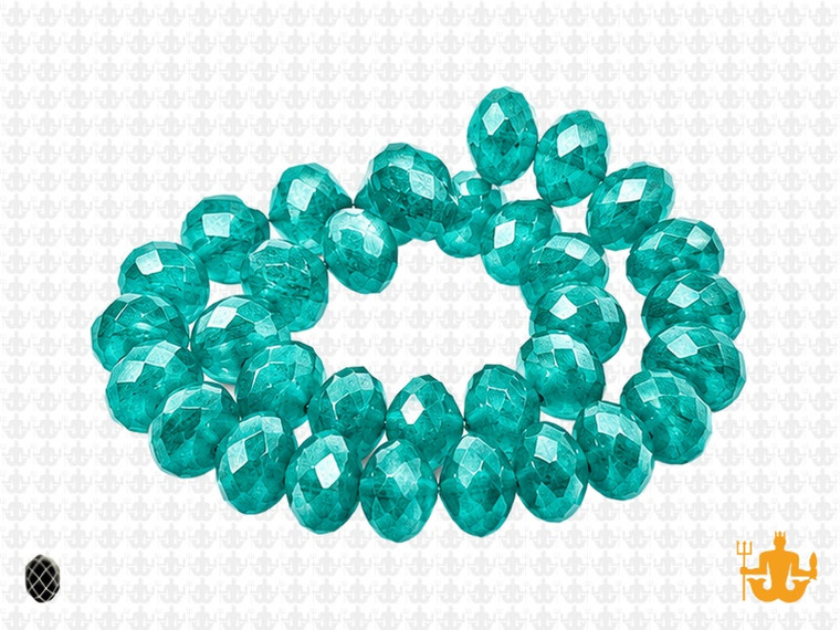 12x8mm Blue Zircon Glass Faceted Rondelle About 36 Bead [uc5a27]