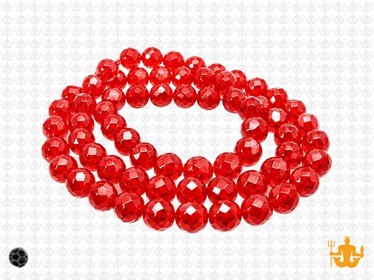 4mm Red Glass Faceted Round About 100 Bead 15" [uc6a6]