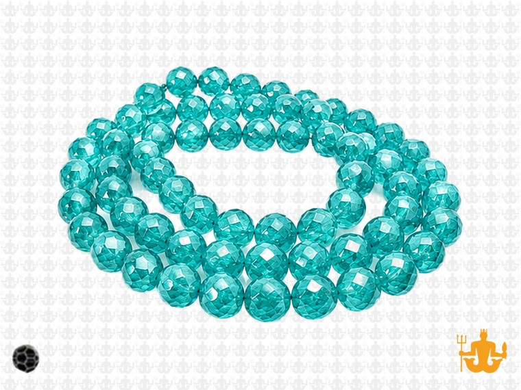 4mm Blue Zircon Glass Faceted Round About 100 Bead 15" [uc6a27]