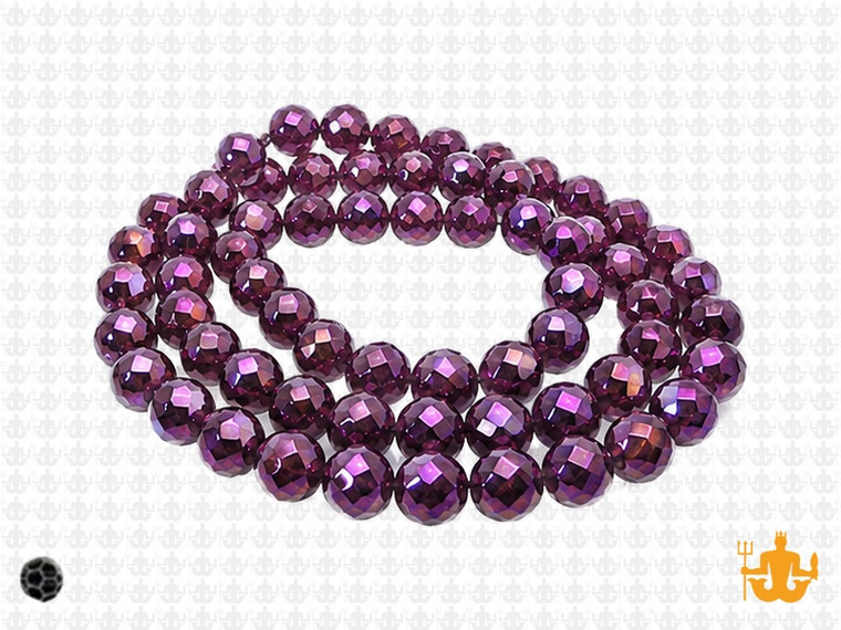 4mm Metallic Purple Glass Faceted Round About 100 Bead 15" [uc6b22]