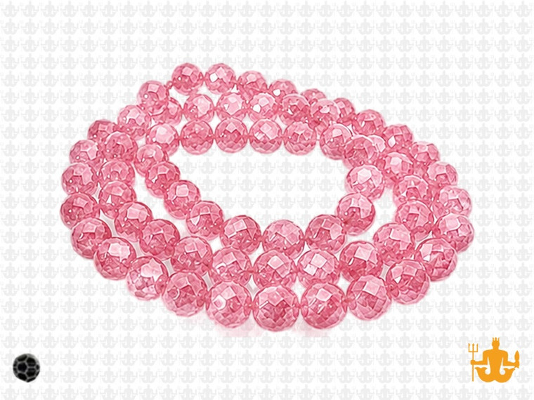 6mm Pink Glass Faceted Round about 15.5" [uc7a5]