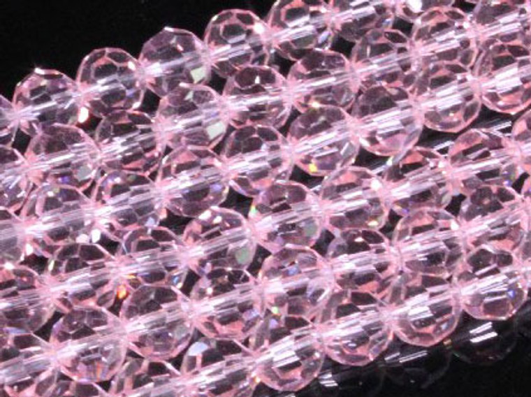 6mm Pink Glass Faceted Round about 15.5" [uc7a5]