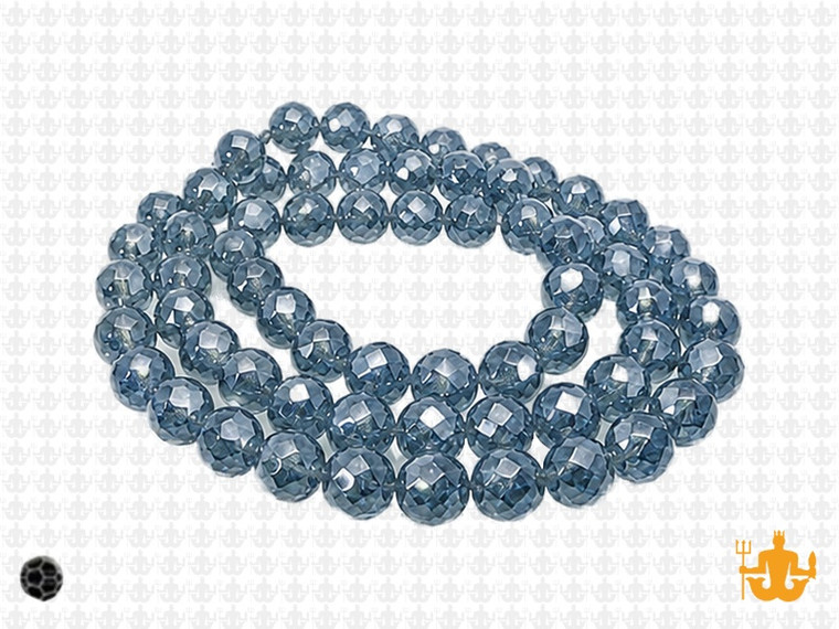 6mm Midnight Blue Glass Faceted Round about 15.5" [uc7a22]