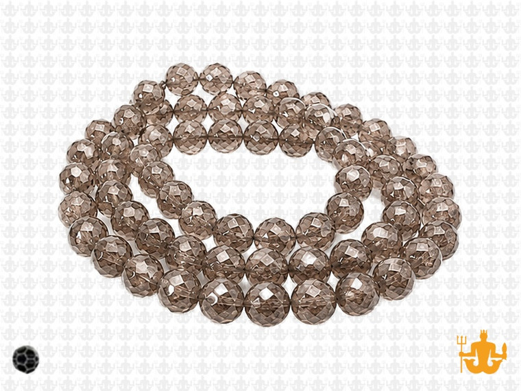 6mm Smoky Glass Faceted Round about 15.5" [uc7a24]
