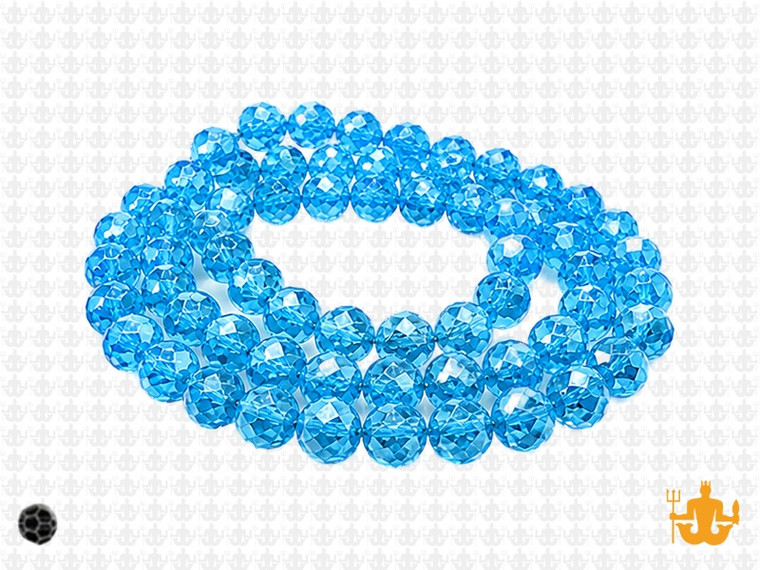 6mm Aquamarine Glass Faceted Round about 15.5" [uc7a26]