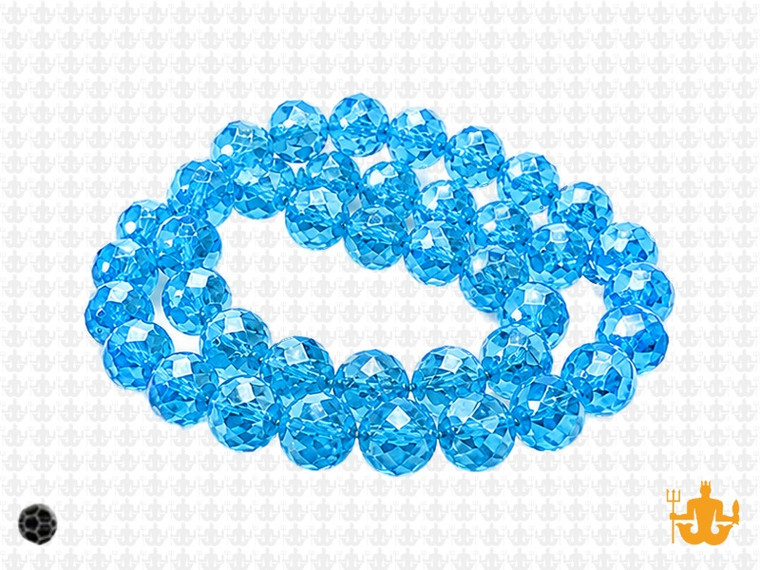 8mm Aquamarine Glass Faceted Round about 15.5" [uc8a26]