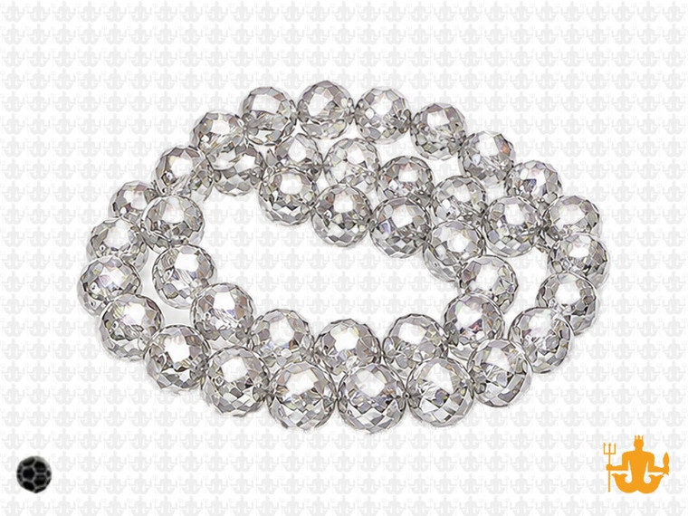8mm Metallic Silver Glass Round about 15.5" [uc8b16]