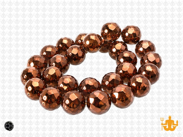 10mm Metallic Gold Glass Faceted Round About 35 Beads [uc9b18]