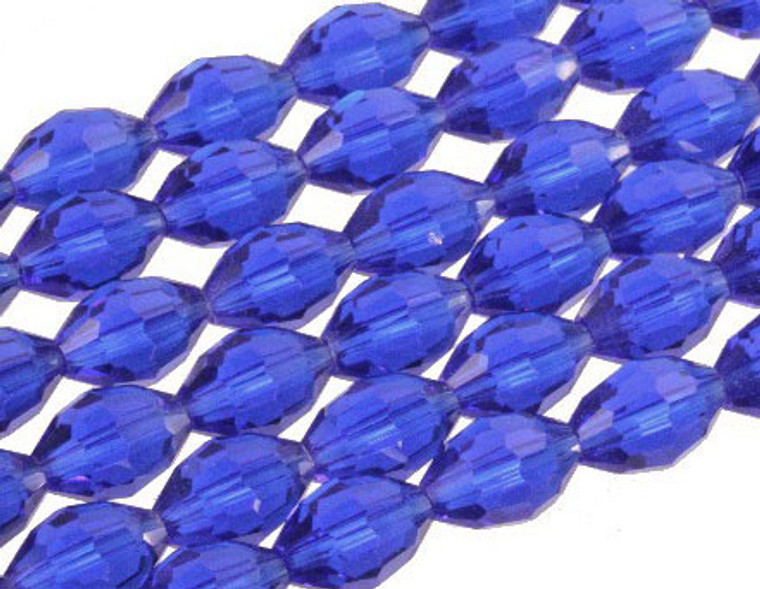 4x6mm Sapphire Glass Faceted Rice about 15.5" [uc11a14]