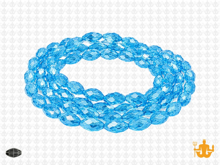 6x8mm Aquamarine Glass Faceted Rice about 15.5" [uc12a26]