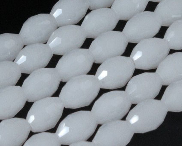 6x8mm White Opal Quartz Faceted Rice Beads 15.5" synthetic [uc12b1]