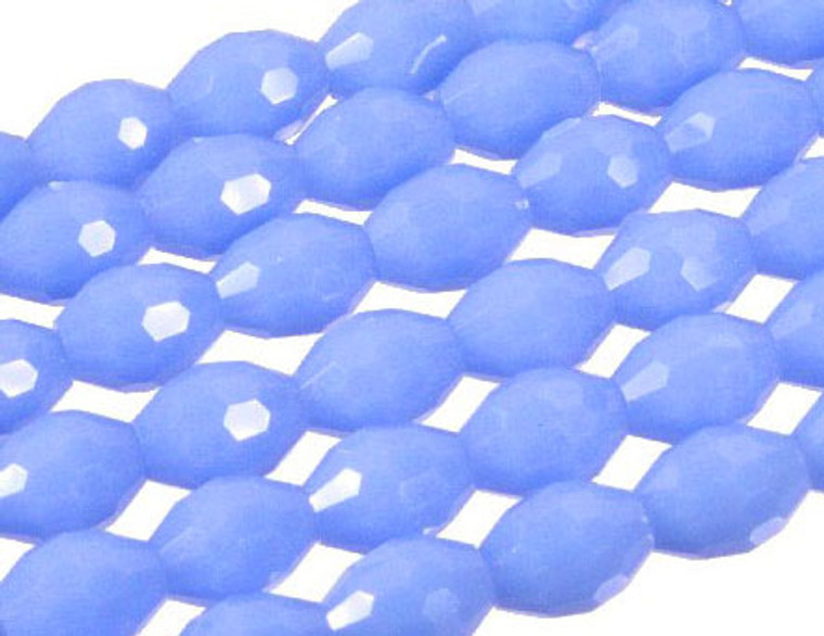 6x8mm Blue Opal Quartz Faceted Rice Beads 15.5" synthetic [uc12b4]