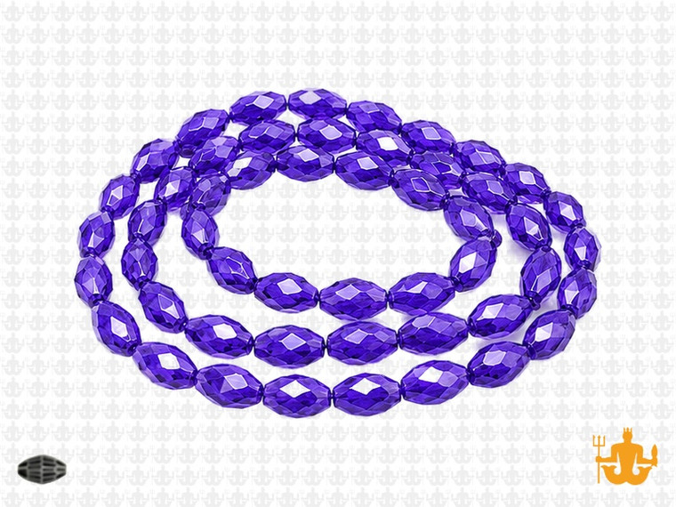 8x12mm Sapphire Glass Faceted Rice About 35 Bead 15" [uc13a14]