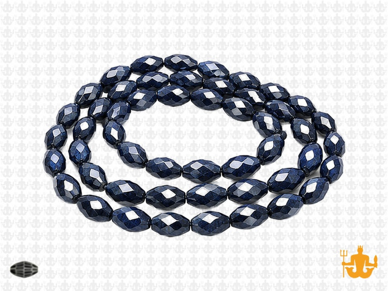 8x12mm Metallic Gray Glass Faceted Rice About 35 Bead 15" [uc13a15]